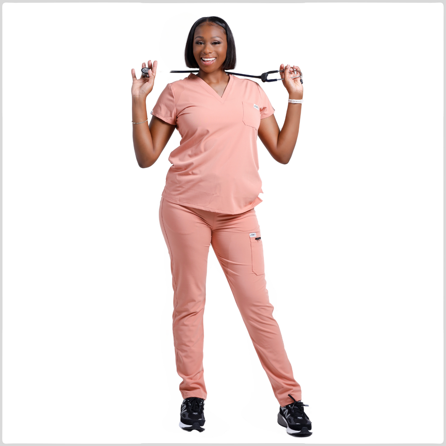 SALMON PINK SKINNY SCRUB PANTS