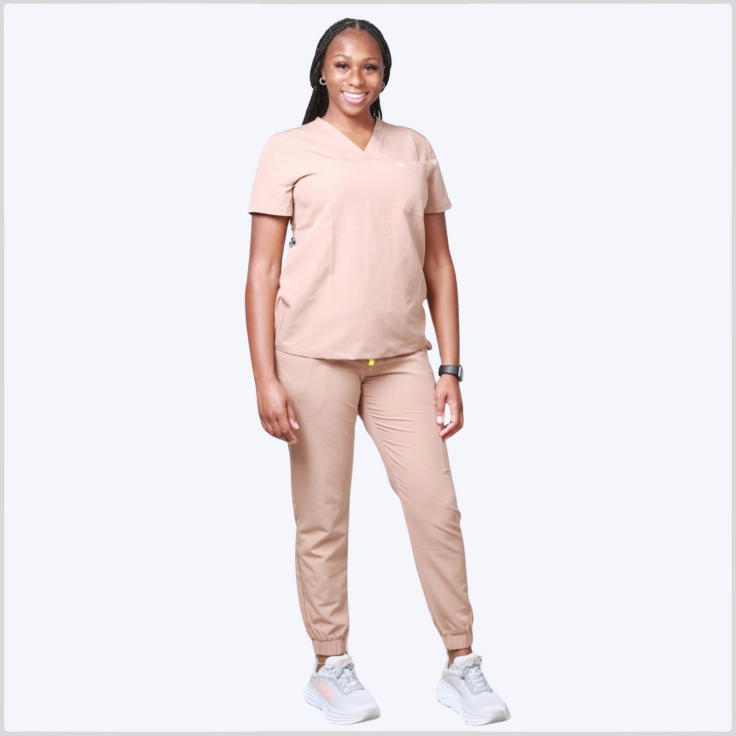 MOCHA V-NECK SCRUB TOP