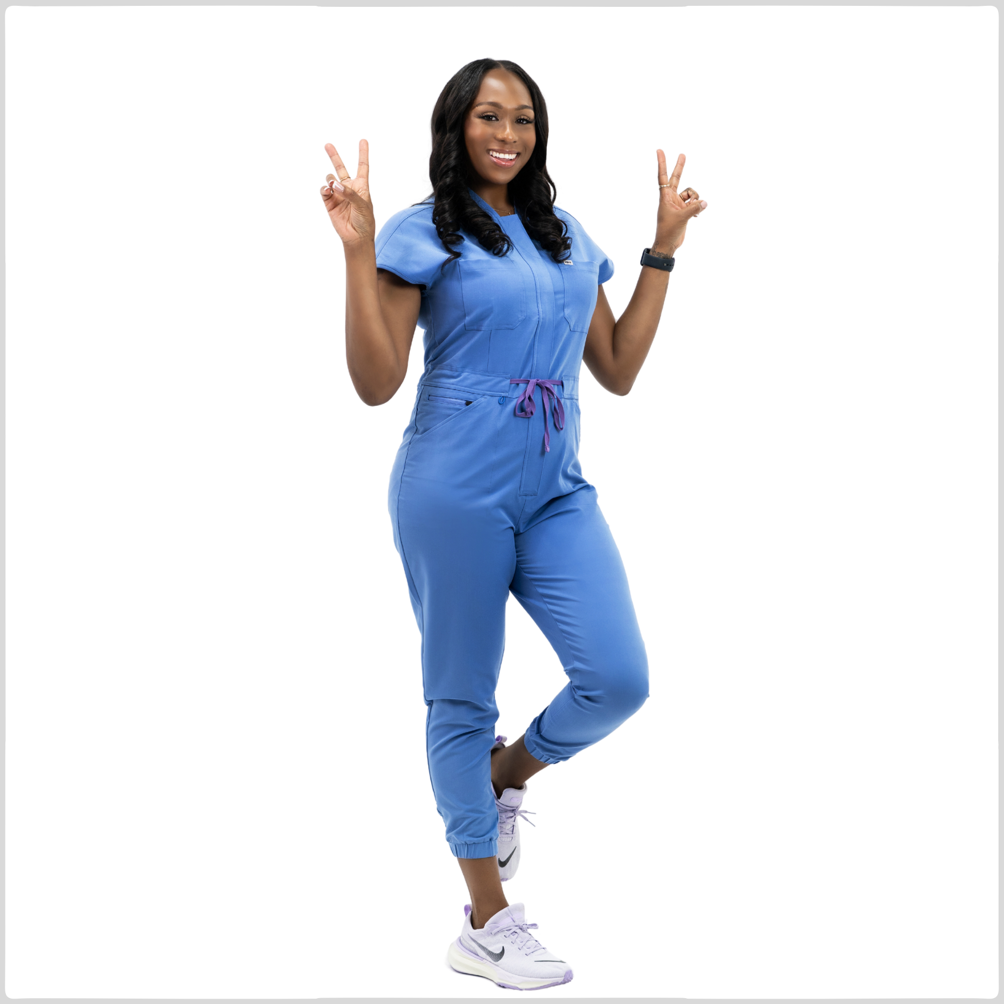 Eve 着用 UnderBlue Crable sportswear CEIL BLUE JOGGER JUMPSUIT – VIBEZ