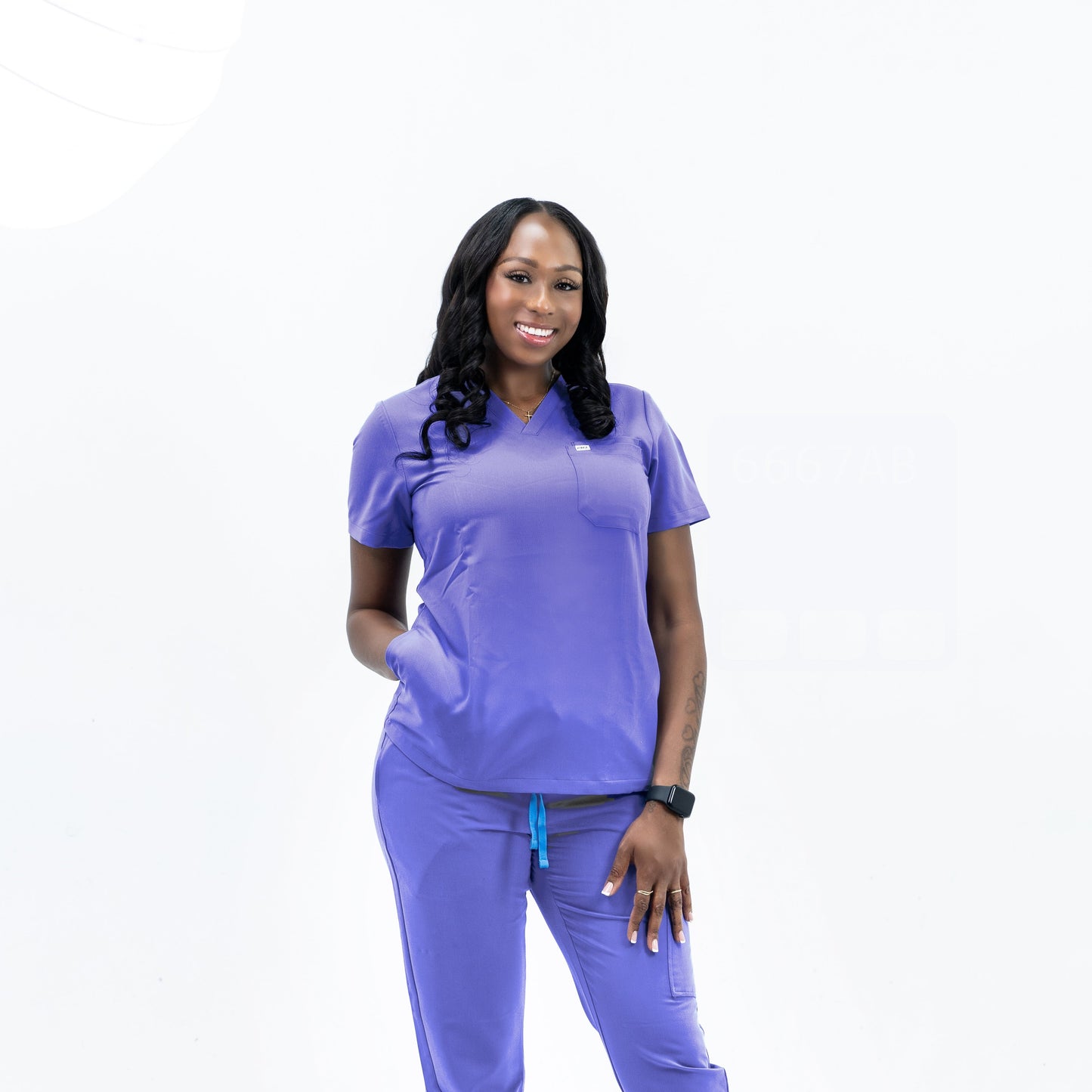 FAIRY PURPLE V-NECK SCRUB TOP