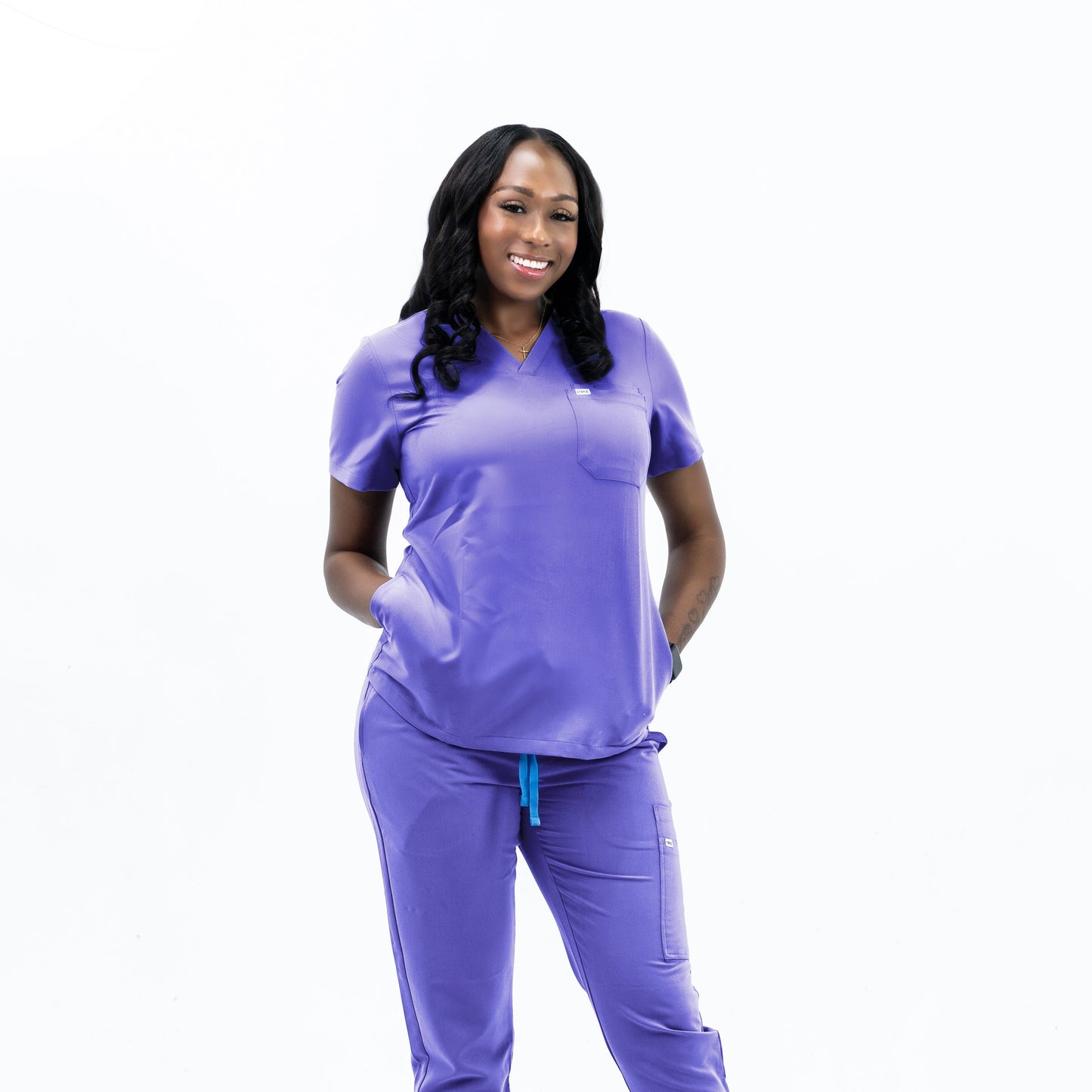 FAIRY PURPLE V-NECK SCRUB TOP