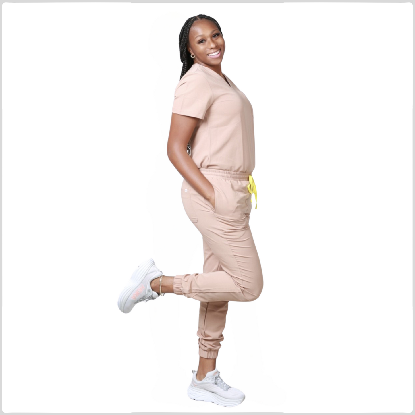 MOCHA V-NECK SCRUB TOP