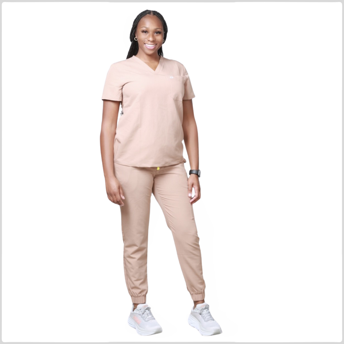 MOCHA V-NECK SCRUB TOP