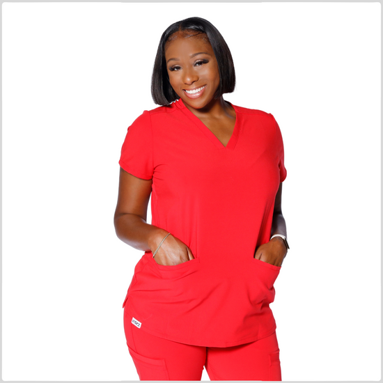 TRU RED V NECK SCRUB TOP